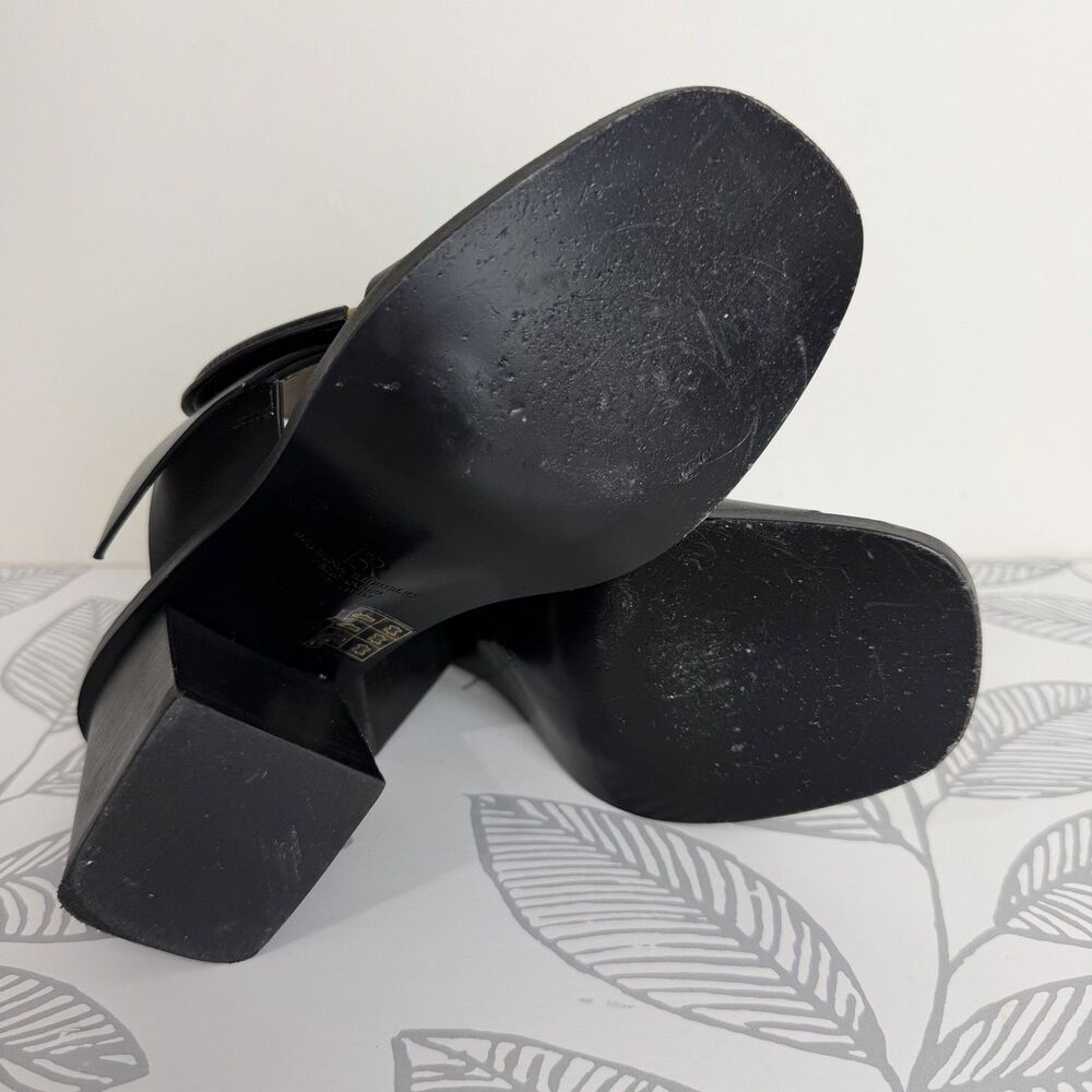 Banana Republic Ravello Black Leather Block Heel Sandals Shoes Women’s 6.5 Italy - Picture 7 of 8